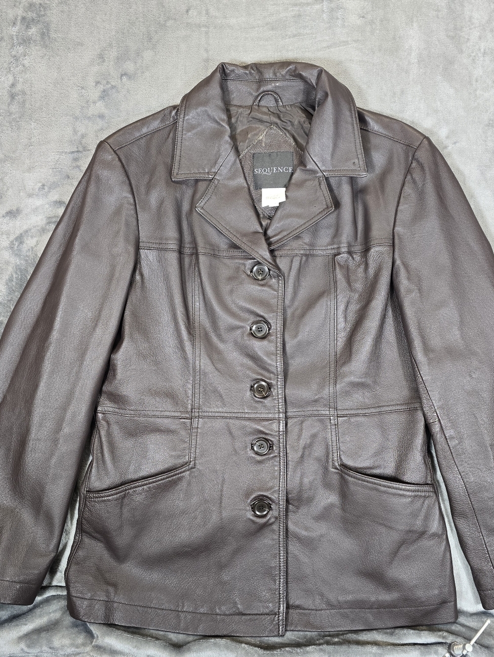 Vintage Sequence Genuine Leather Jacket Womans Size 10